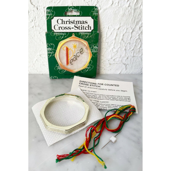 Peace Christmas Counted Cross Stitch Ornament Kit w/Frame - Quill Art - Picture 2 of 3